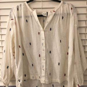 Anthropologie embroidered print top